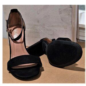Bella Marie Black Suede Ankle Strap High Heel Dressy Heeled Sandals Us 6